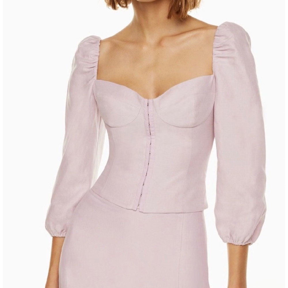 Wilfred‎ Muse Linen Blouse Lilac Puff Sleeve Corset Blouse
